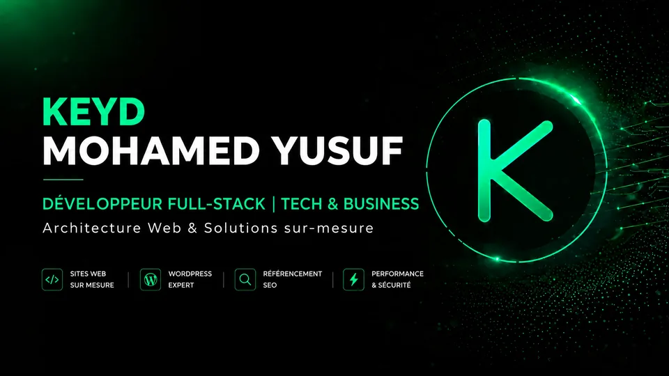 Carte professionnelle de Keyd Mohamed Yusuf, développeur full-stack — Tech & Business et solutions web sur mesure
