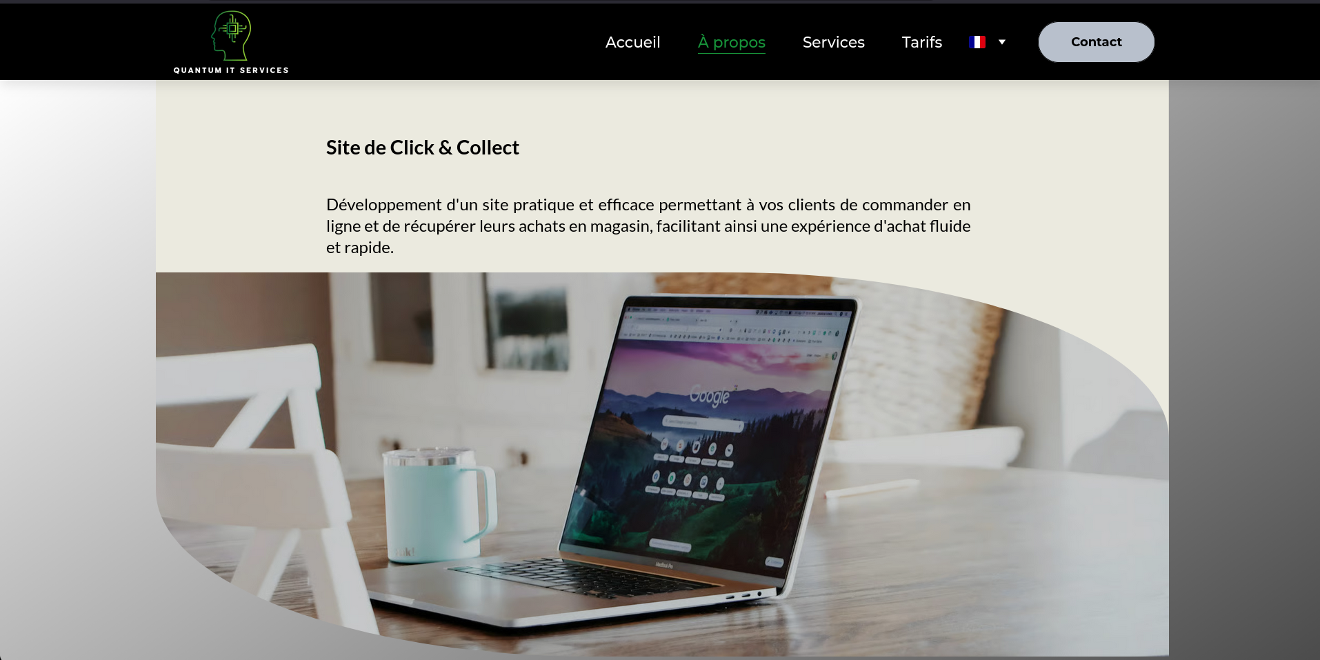 Aperçu de la section click and collect de Quantum IT Services