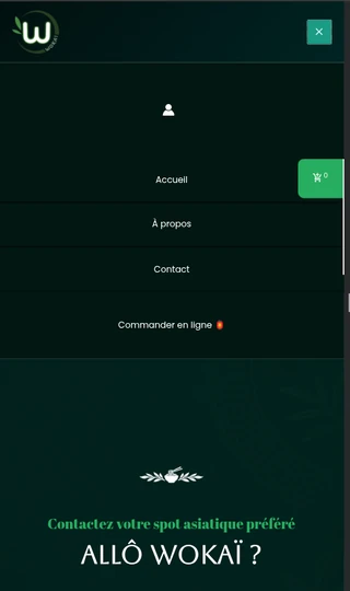 Aperçu du menu mobile du site Wokaï
