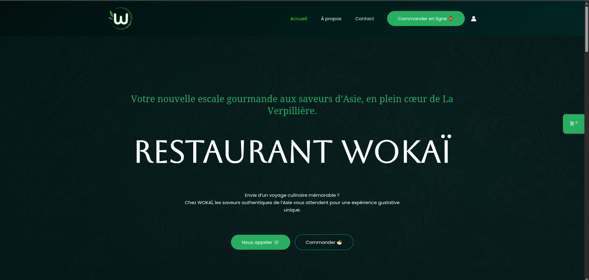 Aperçu de la page d'accueil du site Wokai